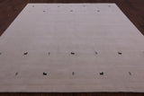 Ivory Square Persian Gabbeh Hand Knotted Wool Rug - 10' 0" X 10' 0" - Golden Nile