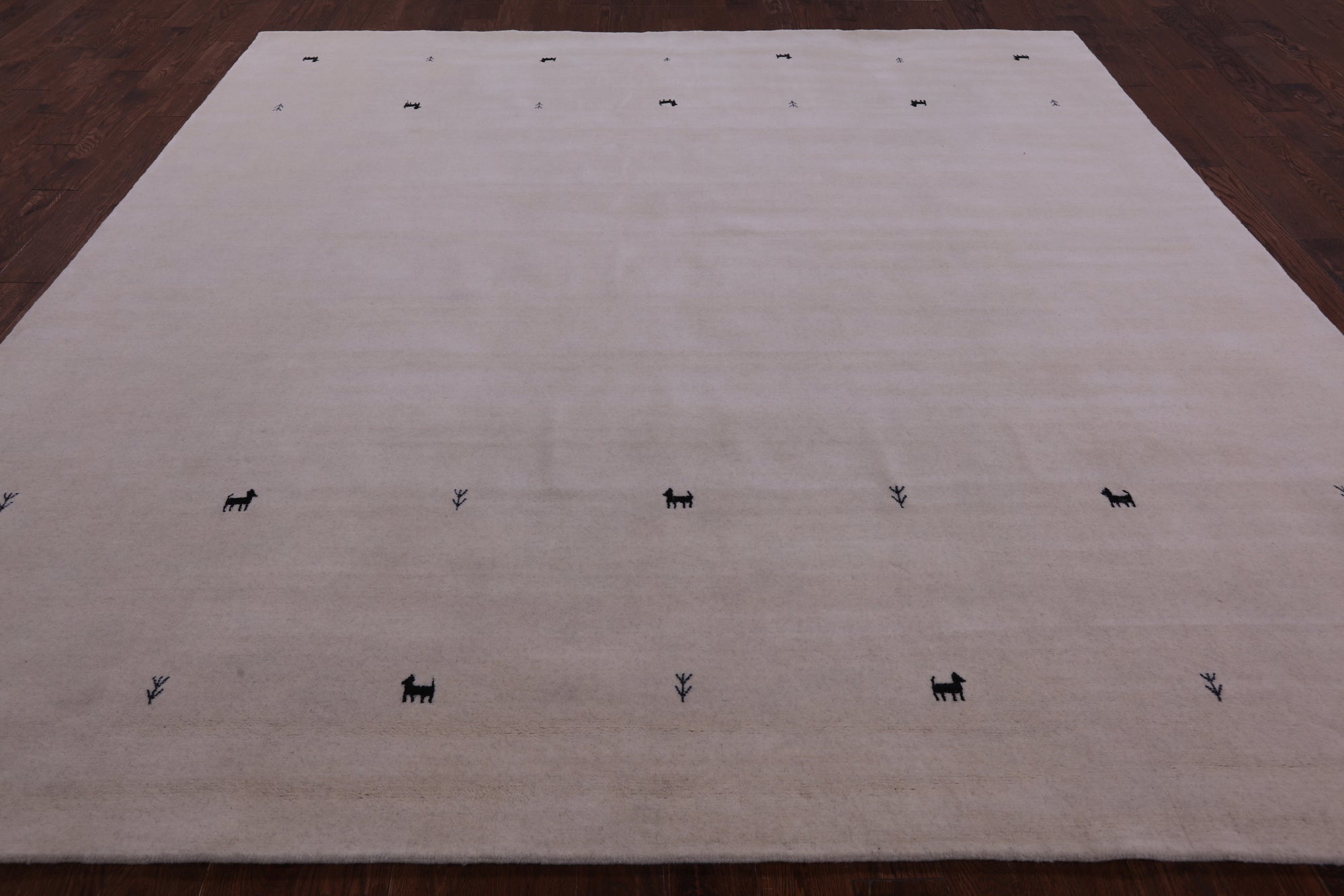 Ivory Square Persian Gabbeh Hand Knotted Wool Rug - 10' 0" X 10' 0" - Golden Nile
