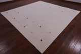 Ivory Square Persian Gabbeh Hand Knotted Wool Rug - 10' 0" X 10' 0" - Golden Nile