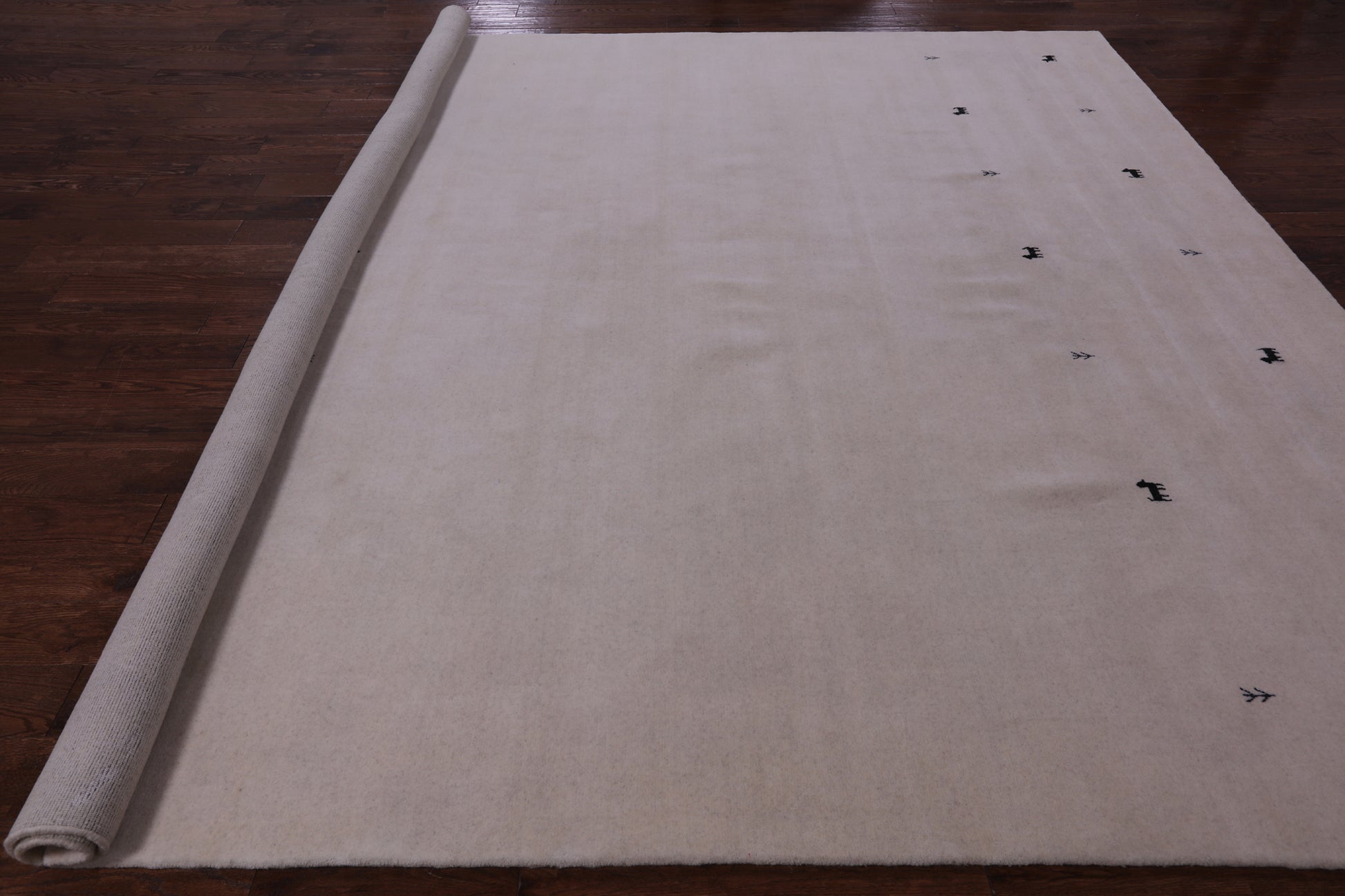 Ivory Square Persian Gabbeh Hand Knotted Wool Rug - 10' 0" X 10' 0" - Golden Nile