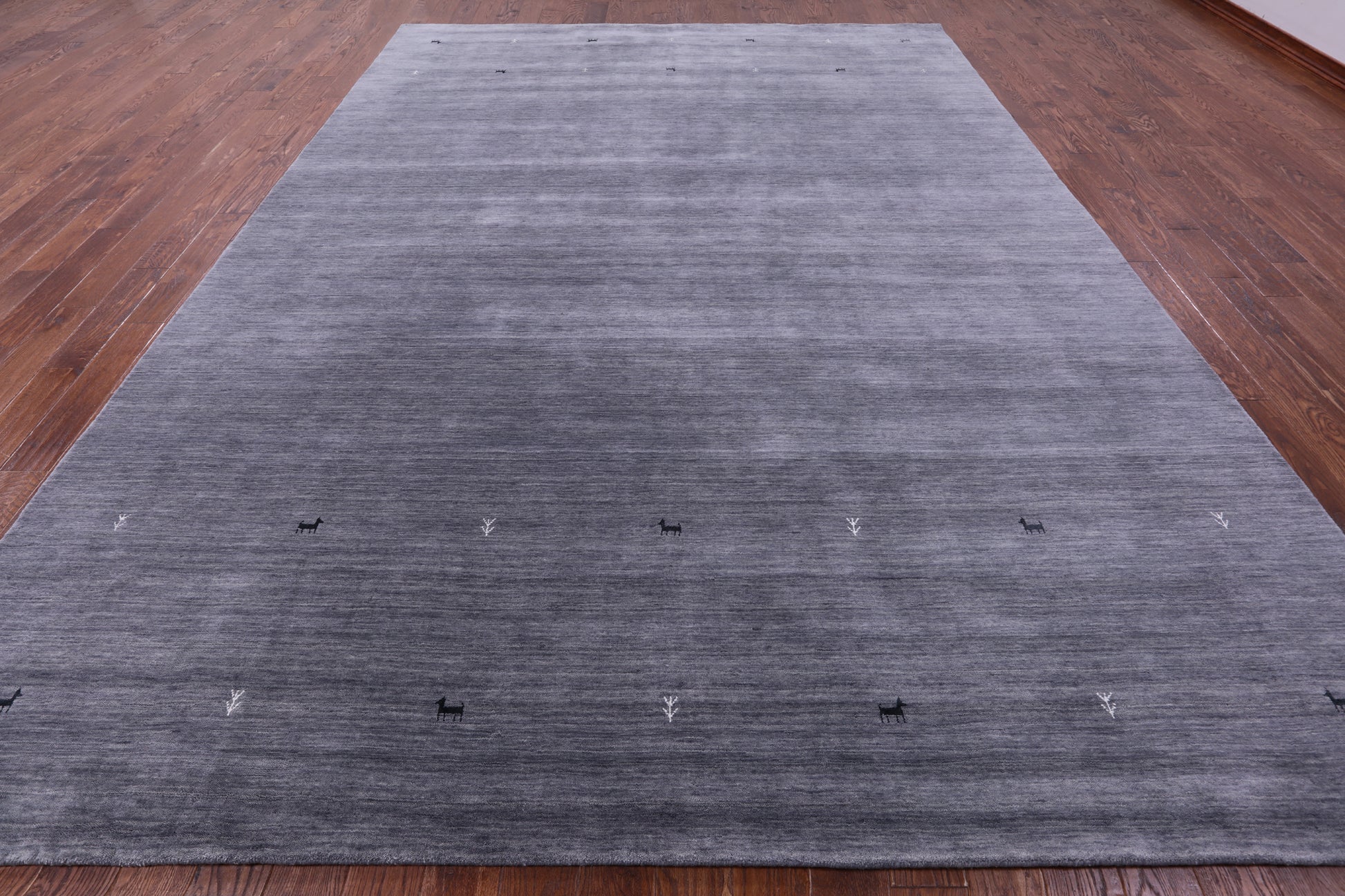 Grey Persian Gabbeh Hand Knotted Wool Rug - 10' 0" X 14' 0" - Golden Nile