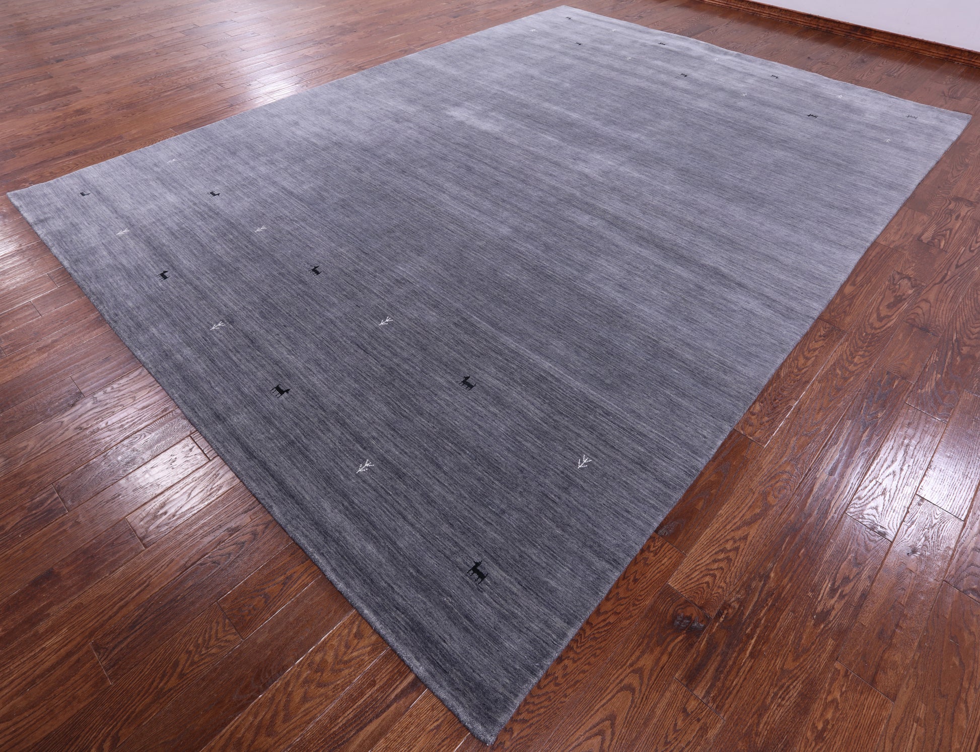 Grey Persian Gabbeh Hand Knotted Wool Rug - 10' 0" X 14' 0" - Golden Nile