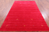 Red Persian Gabbeh Hand Knotted Wool Rug - 6' 0" X 9' 0" - Golden Nile