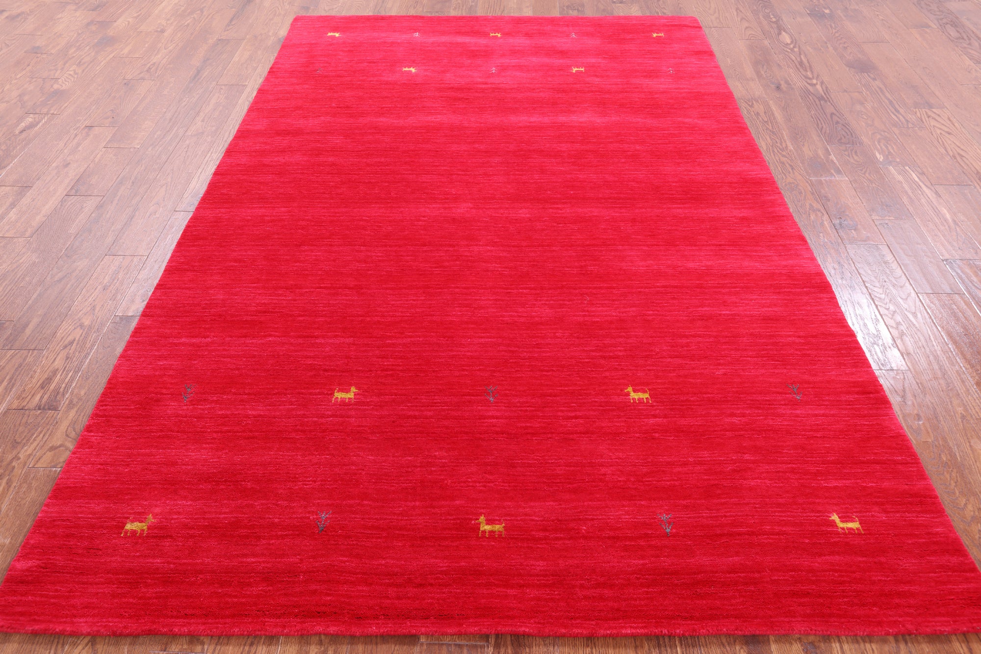 Red Persian Gabbeh Hand Knotted Wool Rug - 6' 0" X 9' 0" - Golden Nile