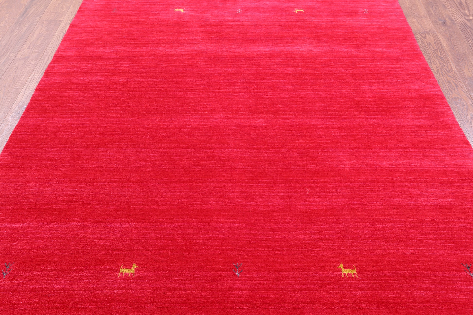Red Persian Gabbeh Hand Knotted Wool Rug - 6' 0" X 9' 0" - Golden Nile