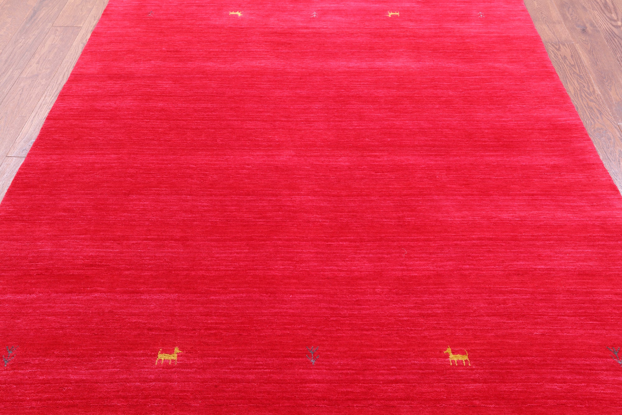 Red Persian Gabbeh Hand Knotted Wool Rug - 6' 0" X 9' 0" - Golden Nile