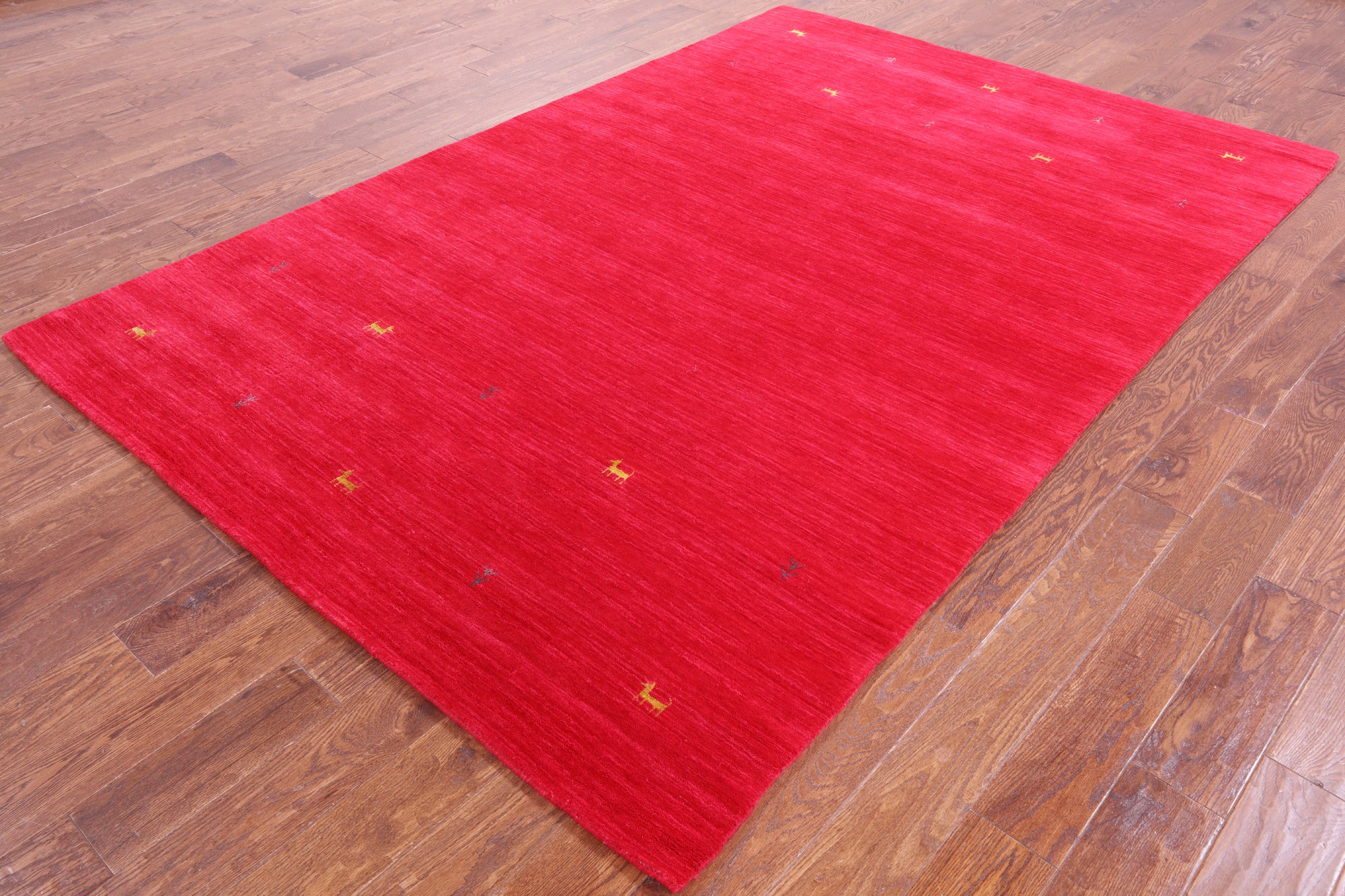 Red Persian Gabbeh Hand Knotted Wool Rug - 6' 0" X 9' 0" - Golden Nile