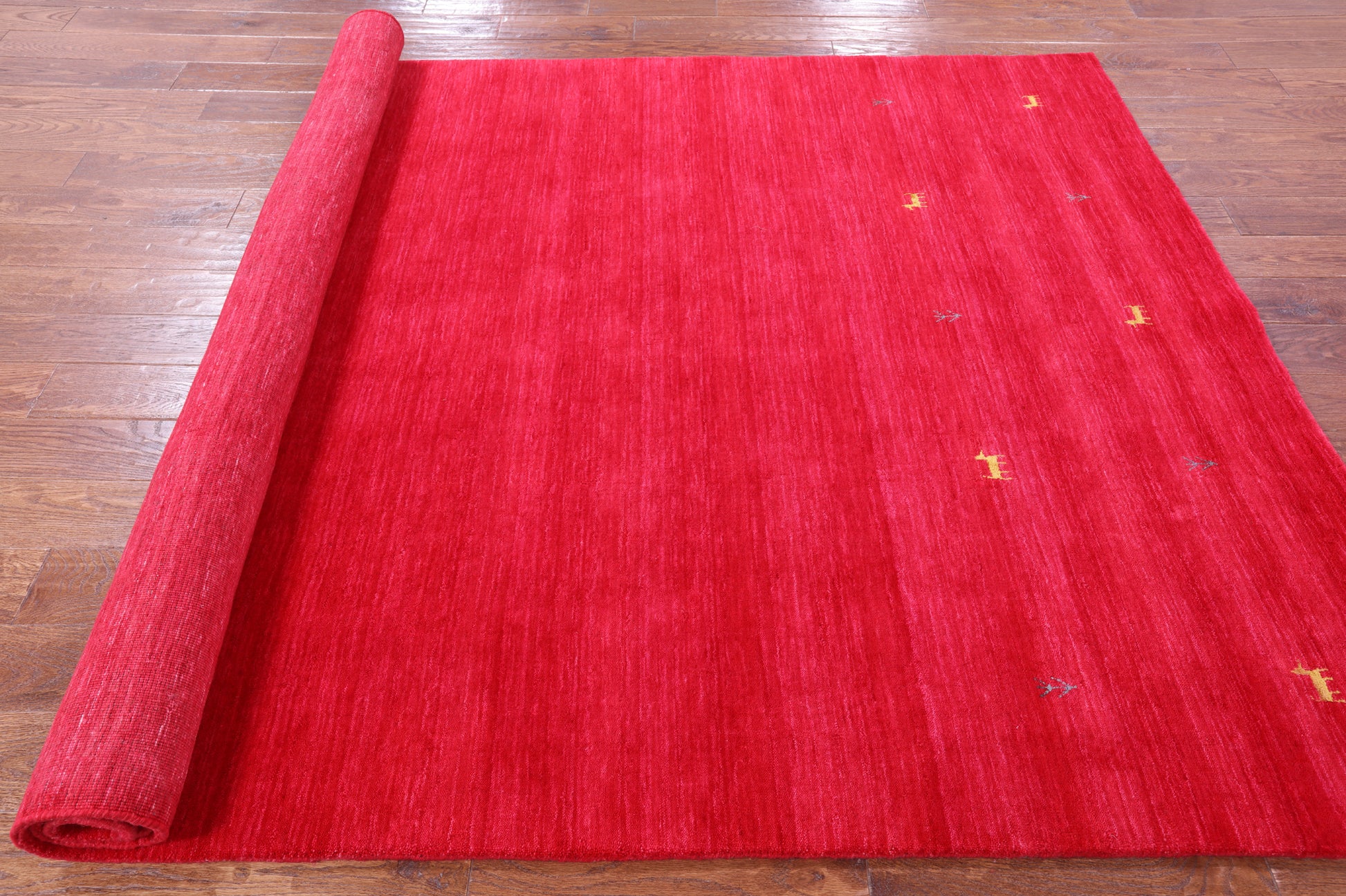 Red Persian Gabbeh Hand Knotted Wool Rug - 6' 0" X 9' 0" - Golden Nile