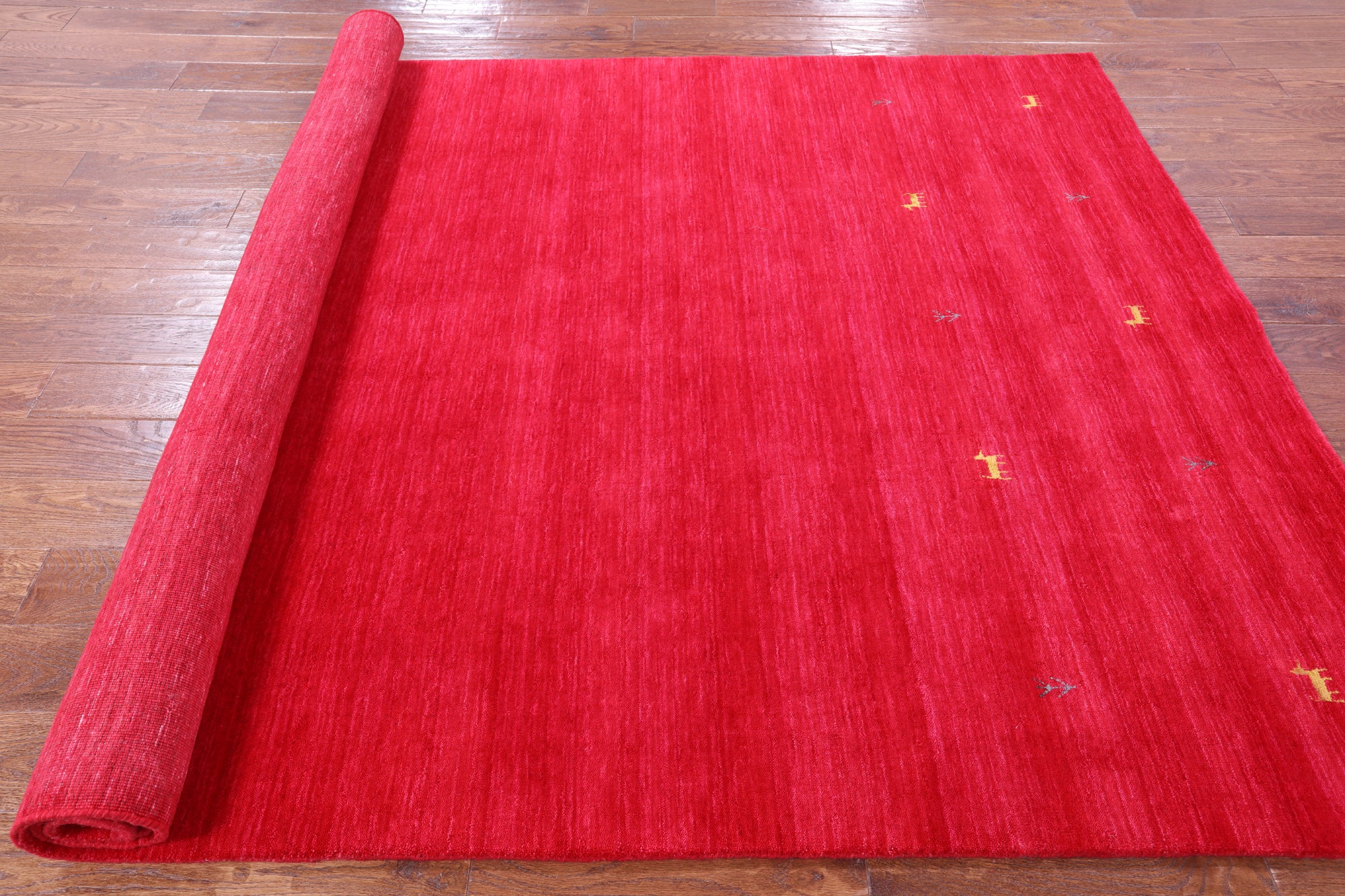 Red Persian Gabbeh Hand Knotted Wool Rug - 6' 0" X 9' 0" - Golden Nile