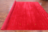 Red Persian Gabbeh Hand Knotted Wool Rug - 10' 0" X 14' 0" - Golden Nile