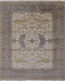 Ivory Turkish Oushak Hand Knotted Wool Area Rug - 8' 0" X 9' 9" - Golden Nile