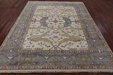 Ivory Turkish Oushak Hand Knotted Wool Area Rug - 8' 0" X 9' 9" - Golden Nile