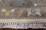 Ivory Turkish Oushak Hand Knotted Wool Area Rug - 8' 0" X 9' 9" - Golden Nile