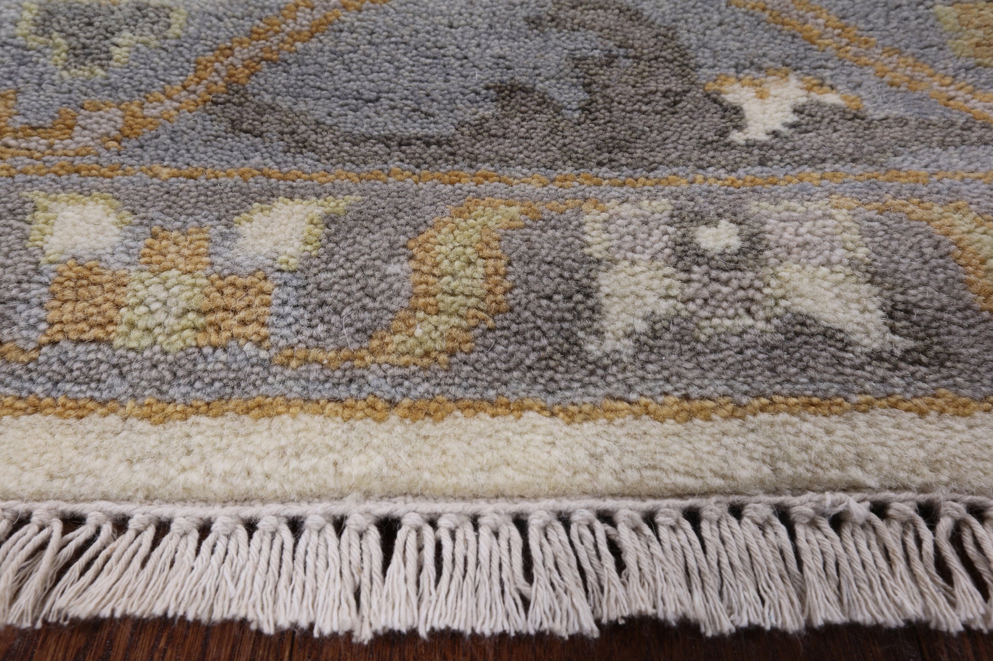 Ivory Turkish Oushak Hand Knotted Wool Area Rug - 8' 0" X 9' 9" - Golden Nile