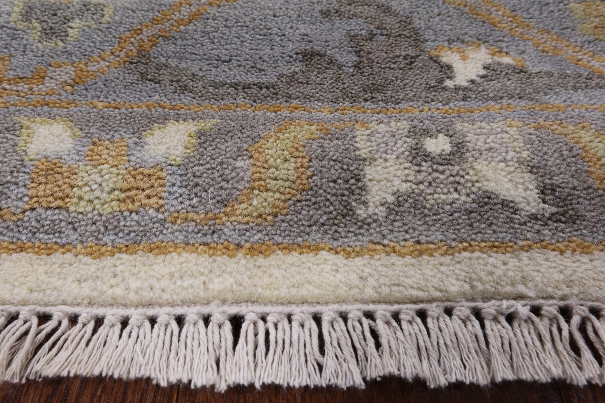 Ivory Turkish Oushak Hand Knotted Wool Area Rug - 8' 0" X 9' 9" - Golden Nile