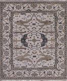 Ivory Turkish Oushak Hand Knotted Wool Area Rug - 8' 3" X 9' 9" - Golden Nile