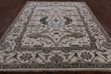 Ivory Turkish Oushak Hand Knotted Wool Area Rug - 8' 3" X 9' 9" - Golden Nile