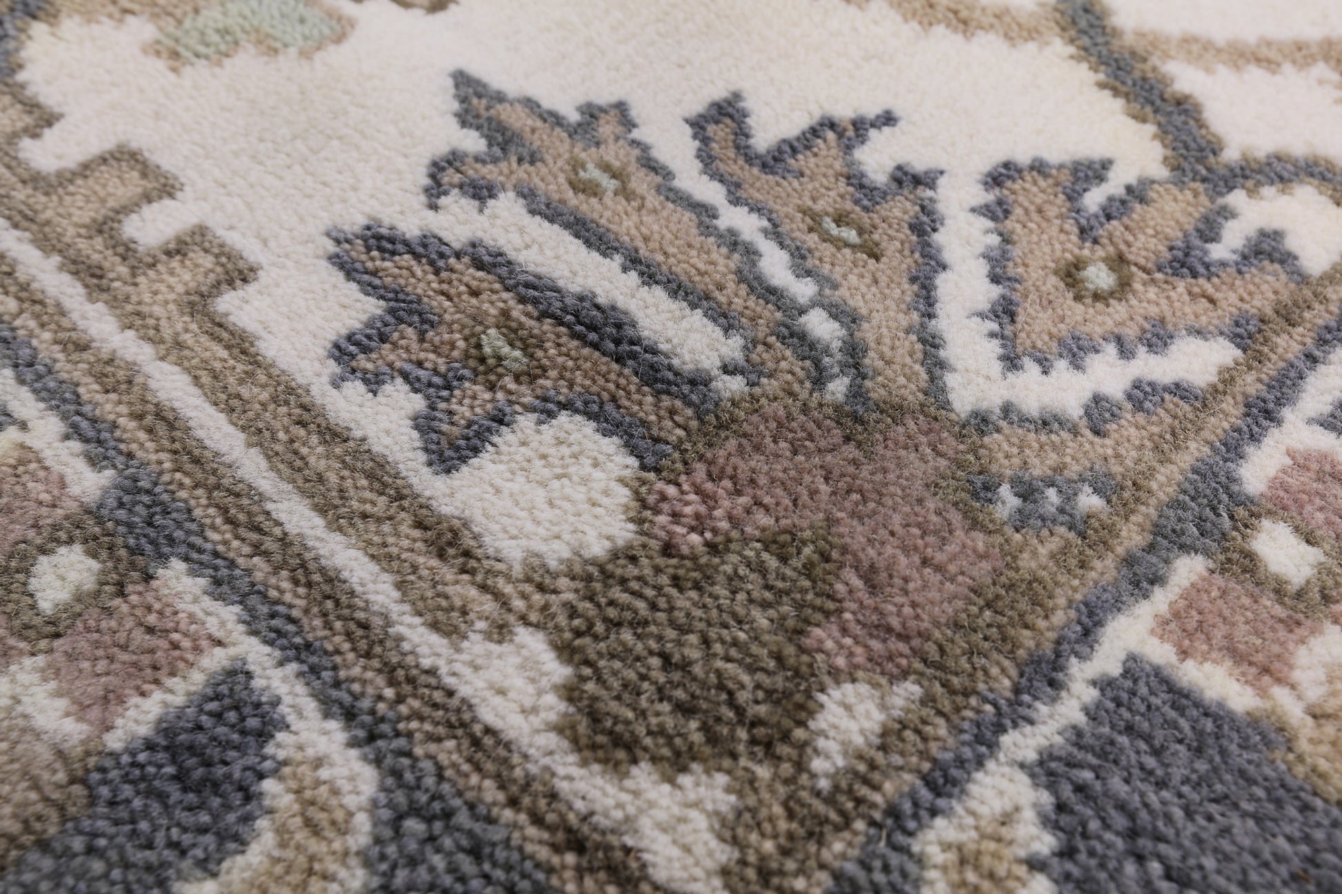 Ivory Turkish Oushak Hand Knotted Wool Area Rug - 8' 3" X 9' 9" - Golden Nile