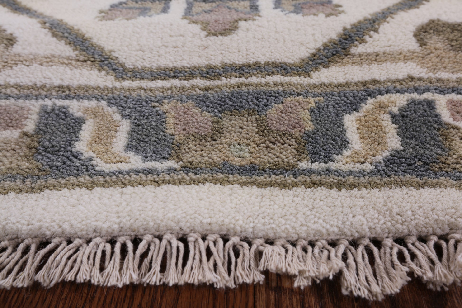 Ivory Turkish Oushak Hand Knotted Wool Area Rug - 8' 3" X 9' 9" - Golden Nile