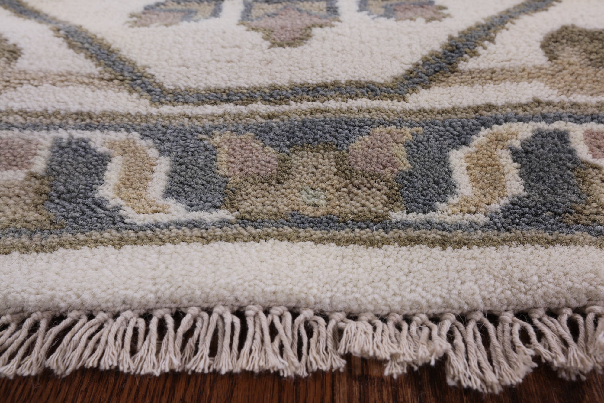 Ivory Turkish Oushak Hand Knotted Wool Area Rug - 8' 3" X 9' 9" - Golden Nile