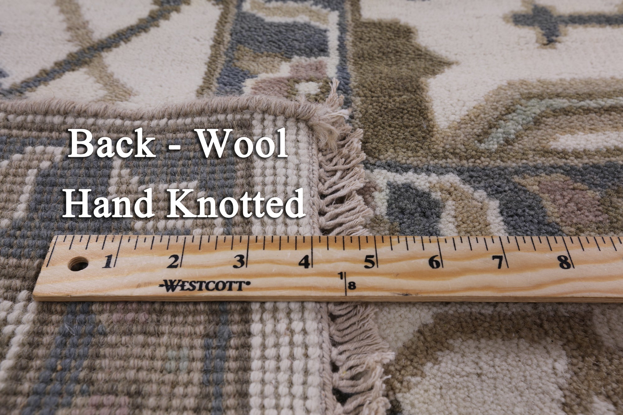 Ivory Turkish Oushak Hand Knotted Wool Area Rug - 8' 3" X 9' 9" - Golden Nile