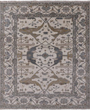 Ivory Turkish Oushak Hand Knotted Wool Area Rug - 8' 1" X 9' 9" - Golden Nile