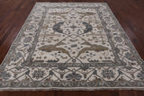 Ivory Turkish Oushak Hand Knotted Wool Area Rug - 8' 1" X 9' 9" - Golden Nile