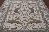 Ivory Turkish Oushak Hand Knotted Wool Area Rug - 8' 1" X 9' 9" - Golden Nile