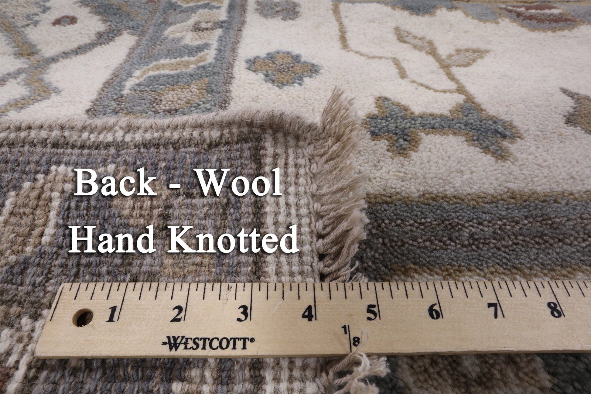 Ivory Turkish Oushak Hand Knotted Wool Area Rug - 8' 1" X 9' 9" - Golden Nile
