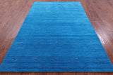 Blue Persian Gabbeh Hand Knotted Wool Rug - 6' 0" X 9' 0" - Golden Nile