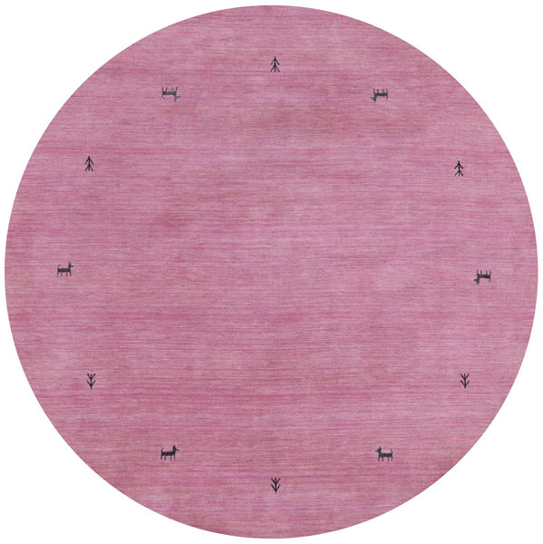 Pink Round Persian Gabbeh Hand Knotted Wool Rug - 6' 0" X 6' 0" - Golden Nile