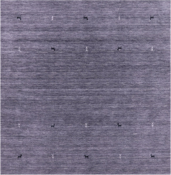 Grey Square Persian Gabbeh Hand Knotted Wool Rug - 6' 0" X 6' 0" - Golden Nile