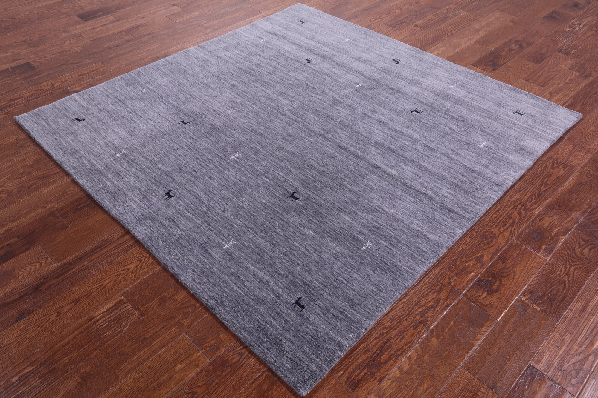 Grey Square Persian Gabbeh Hand Knotted Wool Rug - 6' 0" X 6' 0" - Golden Nile