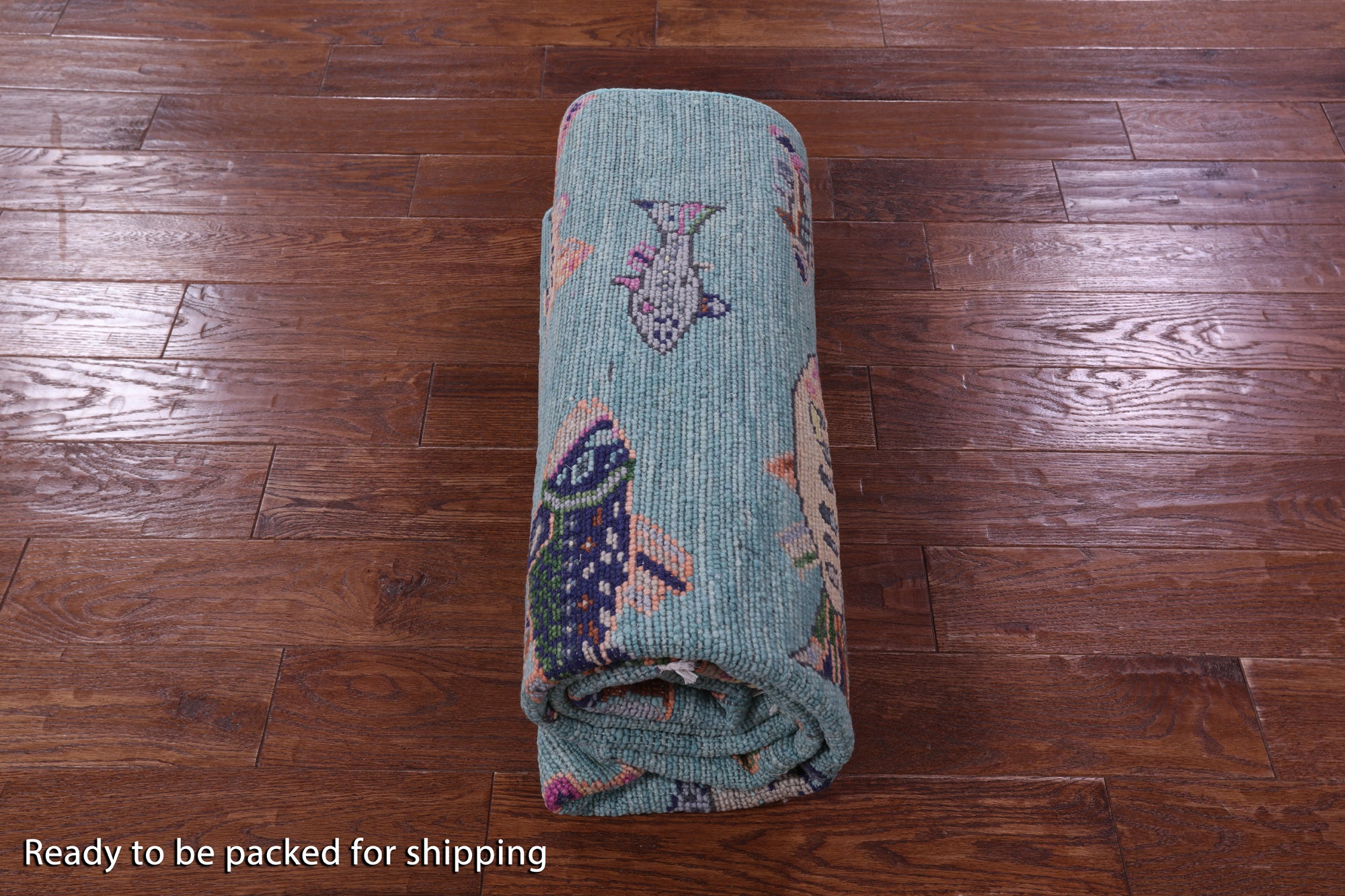 Blue Fish Design Persian Gabbeh Hand Knotted Wool Rug - 5' 1" X 8' 2" - Golden Nile