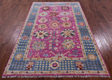 Pink Turkish Oushak Hand Knotted Wool Rug - 5' 2" X 8' 1" - Golden Nile