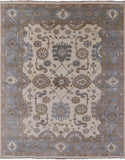 Ivory Turkish Oushak Hand Knotted Wool Area Rug - 8' 0" X 10' 0" - Golden Nile