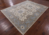 Ivory Turkish Oushak Hand Knotted Wool Area Rug - 8' 0" X 10' 0" - Golden Nile