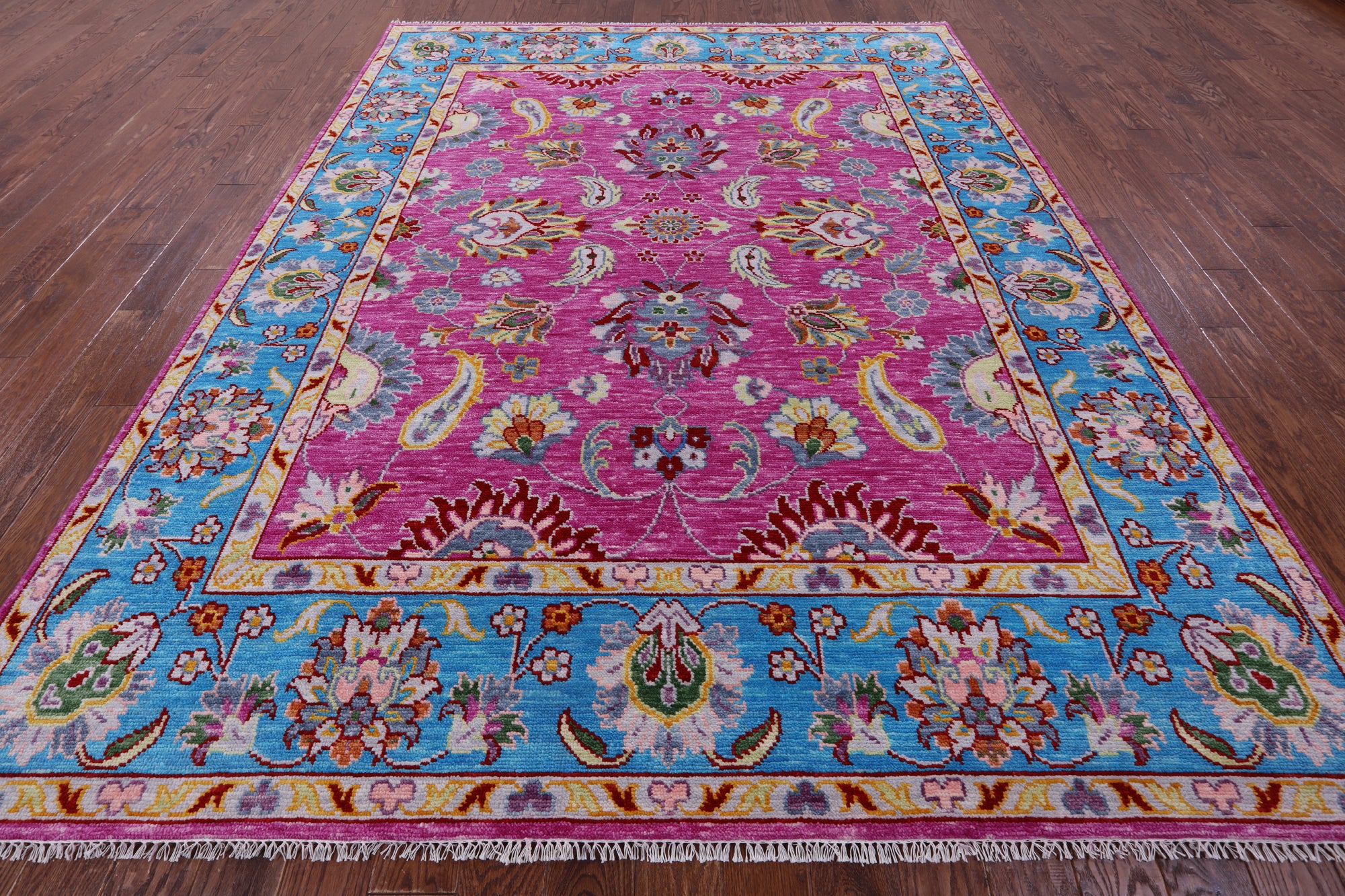 Pink Persian Tabriz Hand Knotted Wool Rug - 8' 1" X 10' 4" - Golden Nile