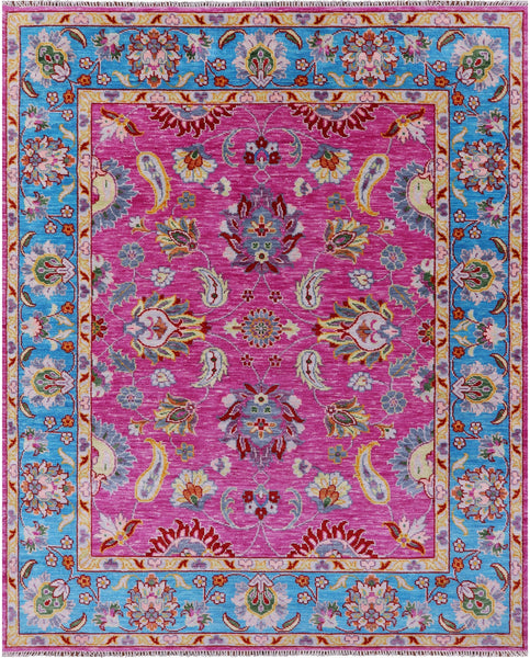 Pink Persian Tabriz Hand Knotted Wool Rug - 8' 1" X 10' 4" - Golden Nile
