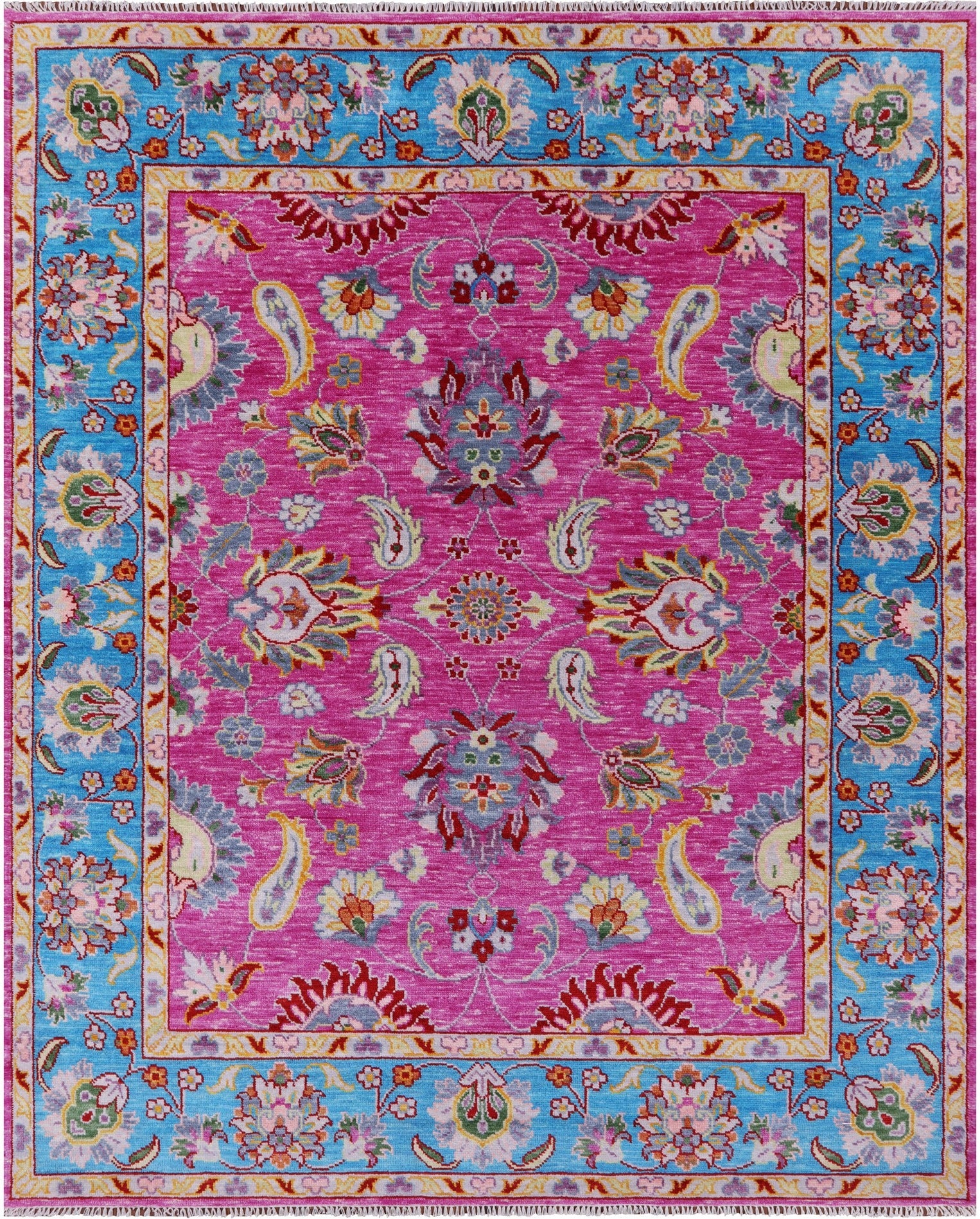 Pink Persian Tabriz Hand Knotted Wool Rug - 8' 1" X 10' 4" - Golden Nile