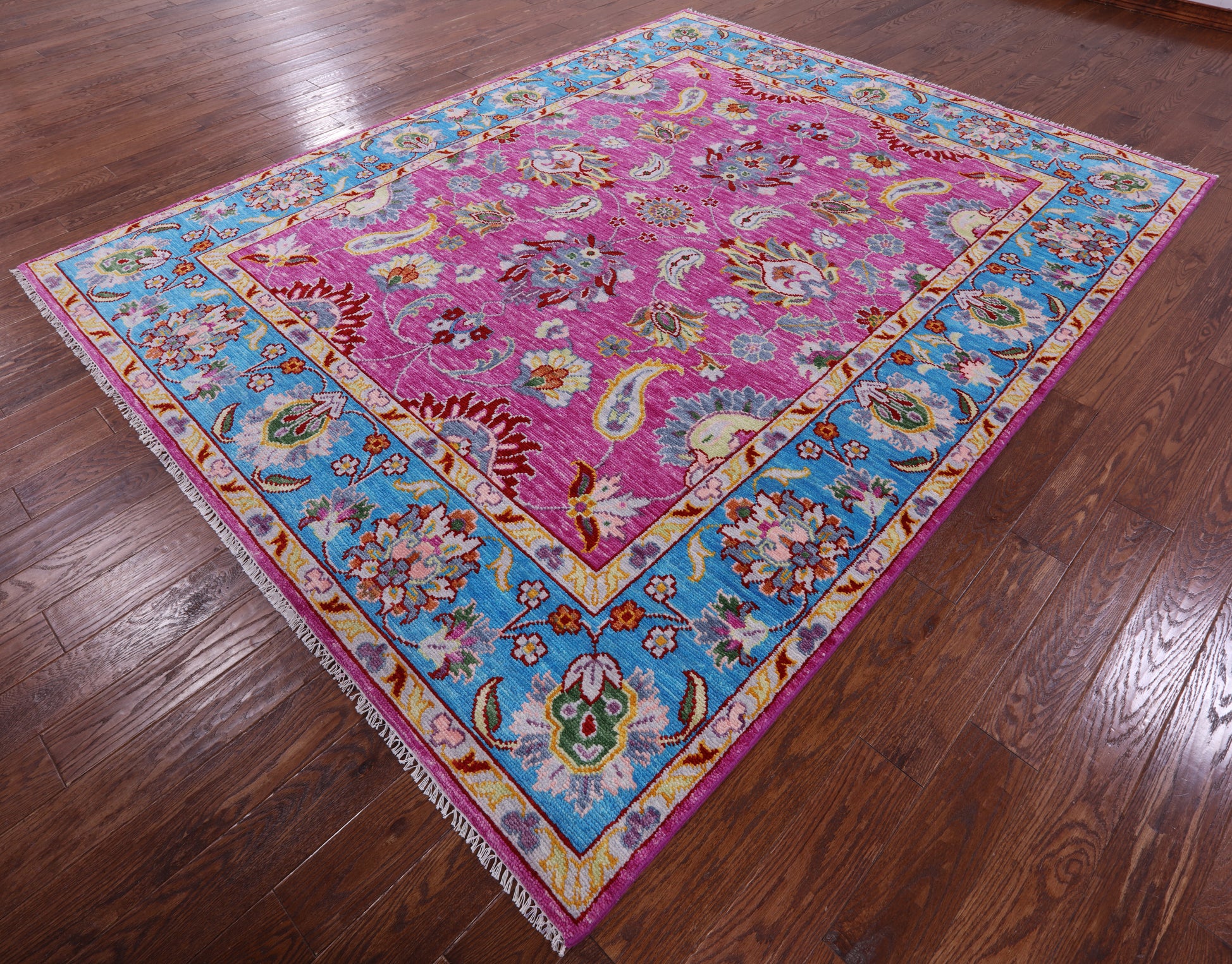 Pink Persian Tabriz Hand Knotted Wool Rug - 8' 1" X 10' 4" - Golden Nile
