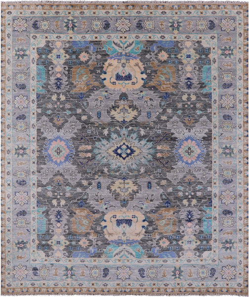 Grey Turkish Oushak Hand Knotted Wool Rug - 8' 2" X 9' 10" - Golden Nile