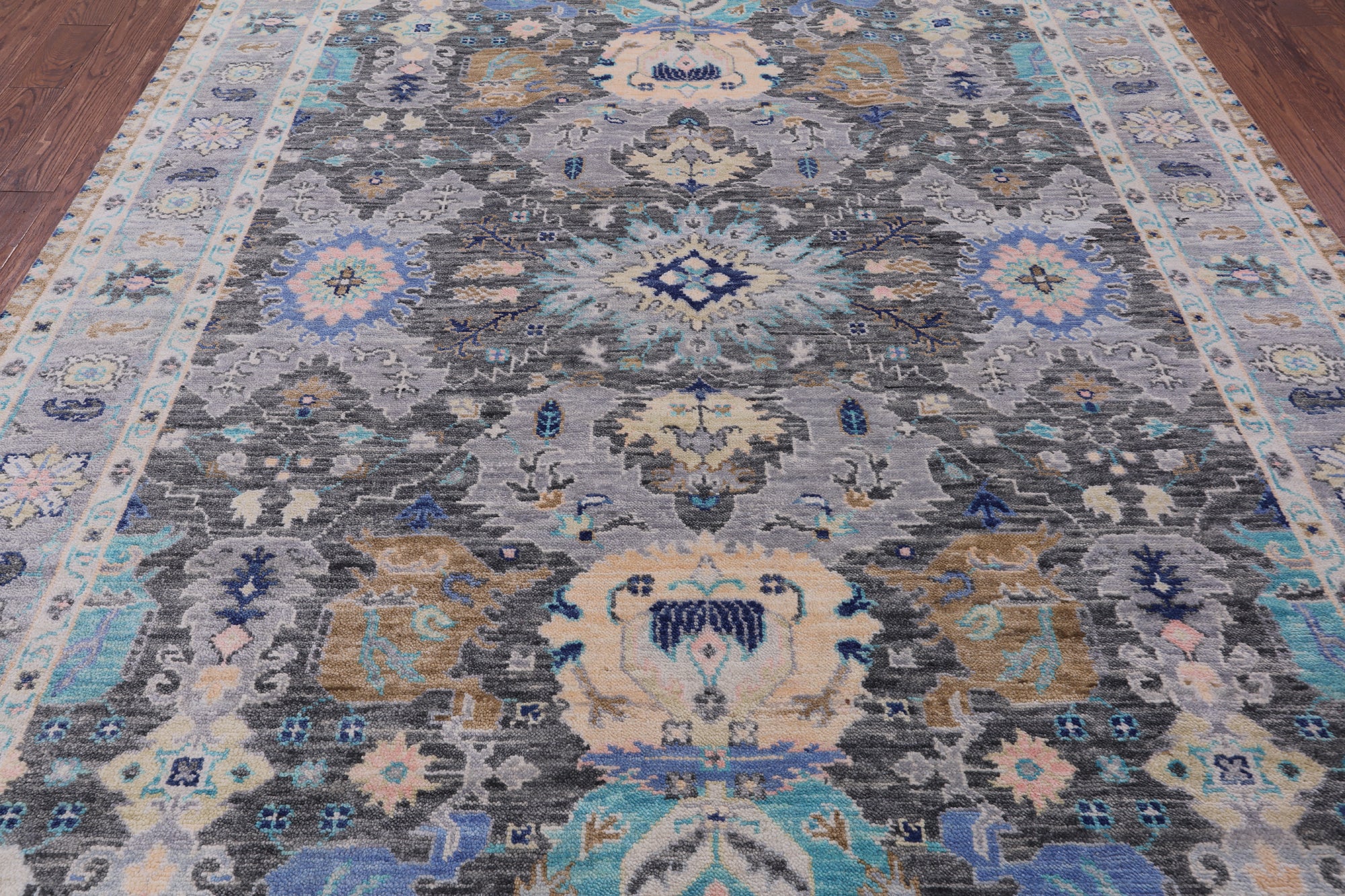 Grey Turkish Oushak Hand Knotted Wool Rug - 8' 2" X 9' 10" - Golden Nile