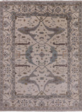Ivory Turkish Oushak Hand Knotted Wool Area Rug - 8' 11" X 11' 10" - Golden Nile