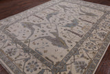 Ivory Turkish Oushak Hand Knotted Wool Area Rug - 8' 11" X 11' 10" - Golden Nile