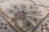 Ivory Turkish Oushak Hand Knotted Wool Area Rug - 8' 11" X 11' 10" - Golden Nile