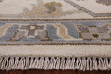 Ivory Turkish Oushak Hand Knotted Wool Area Rug - 8' 11" X 11' 10" - Golden Nile