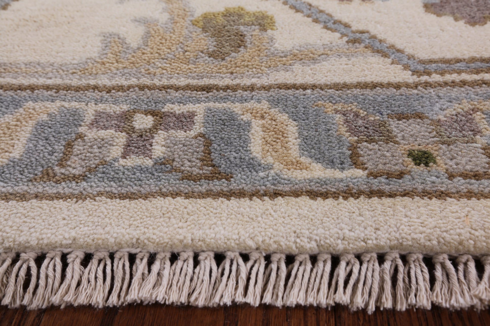Ivory Turkish Oushak Hand Knotted Wool Area Rug - 8' 11" X 11' 10" - Golden Nile