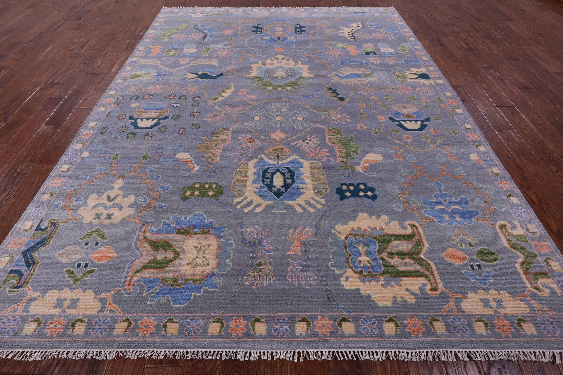 Grey Turkish Oushak Hand Knotted Wool Rug - 8' 1" X 10' 4" - Golden Nile