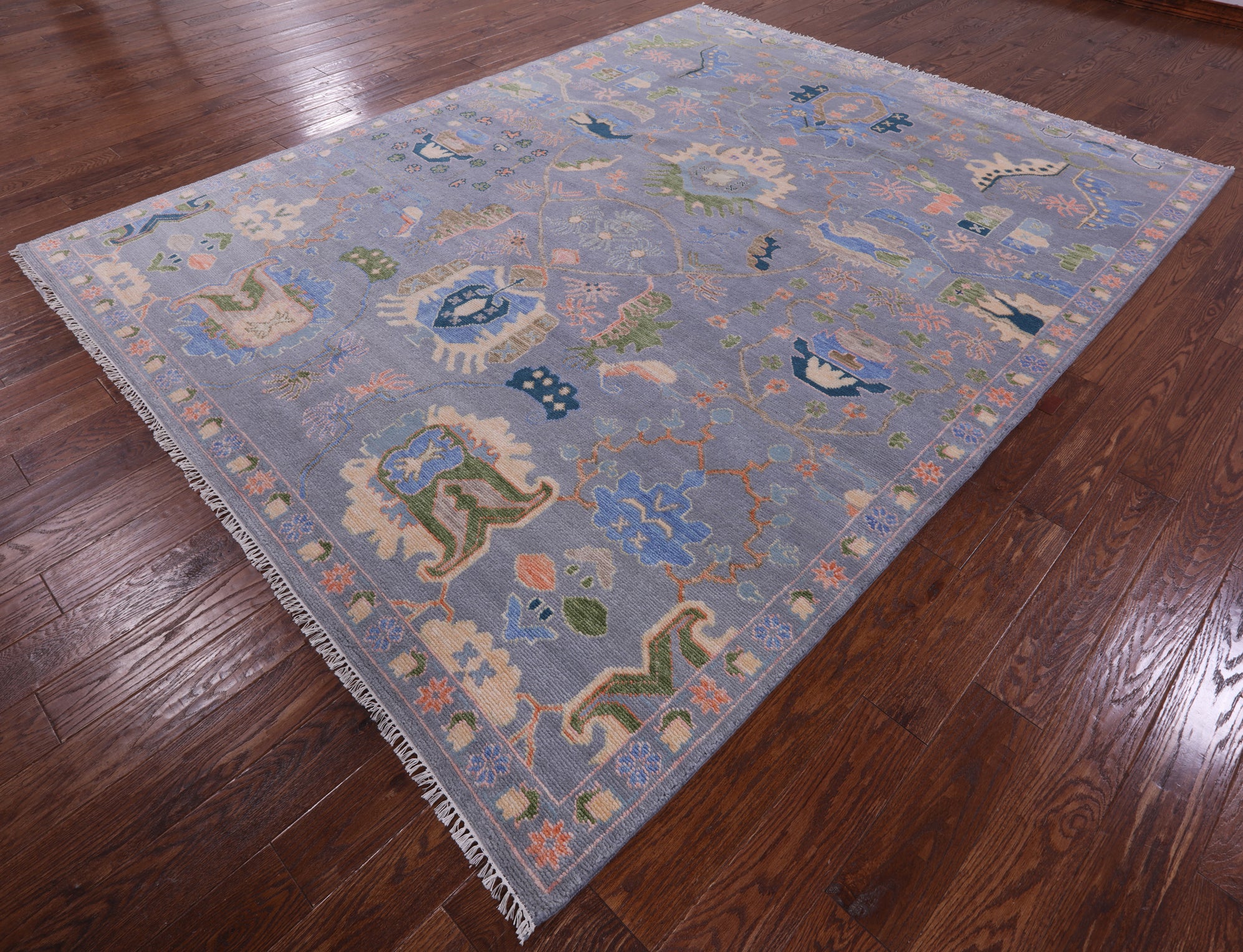 Grey Turkish Oushak Hand Knotted Wool Rug - 8' 1" X 10' 4" - Golden Nile